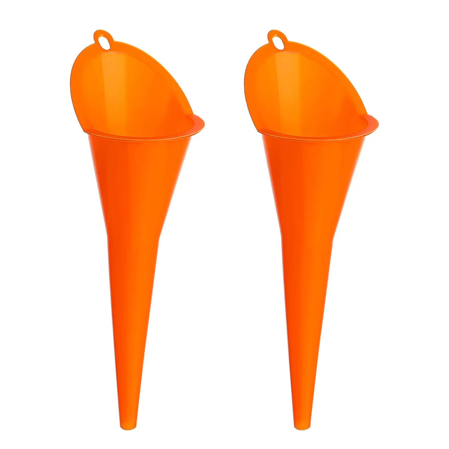 2-Pack Long Neck Multi-Purpose Spill Saver Plastic Funnel for Filling Automotive Oils,  Engine Oils, Water, Diesel Fuel, Kerosene and Other Liquids - Orange
