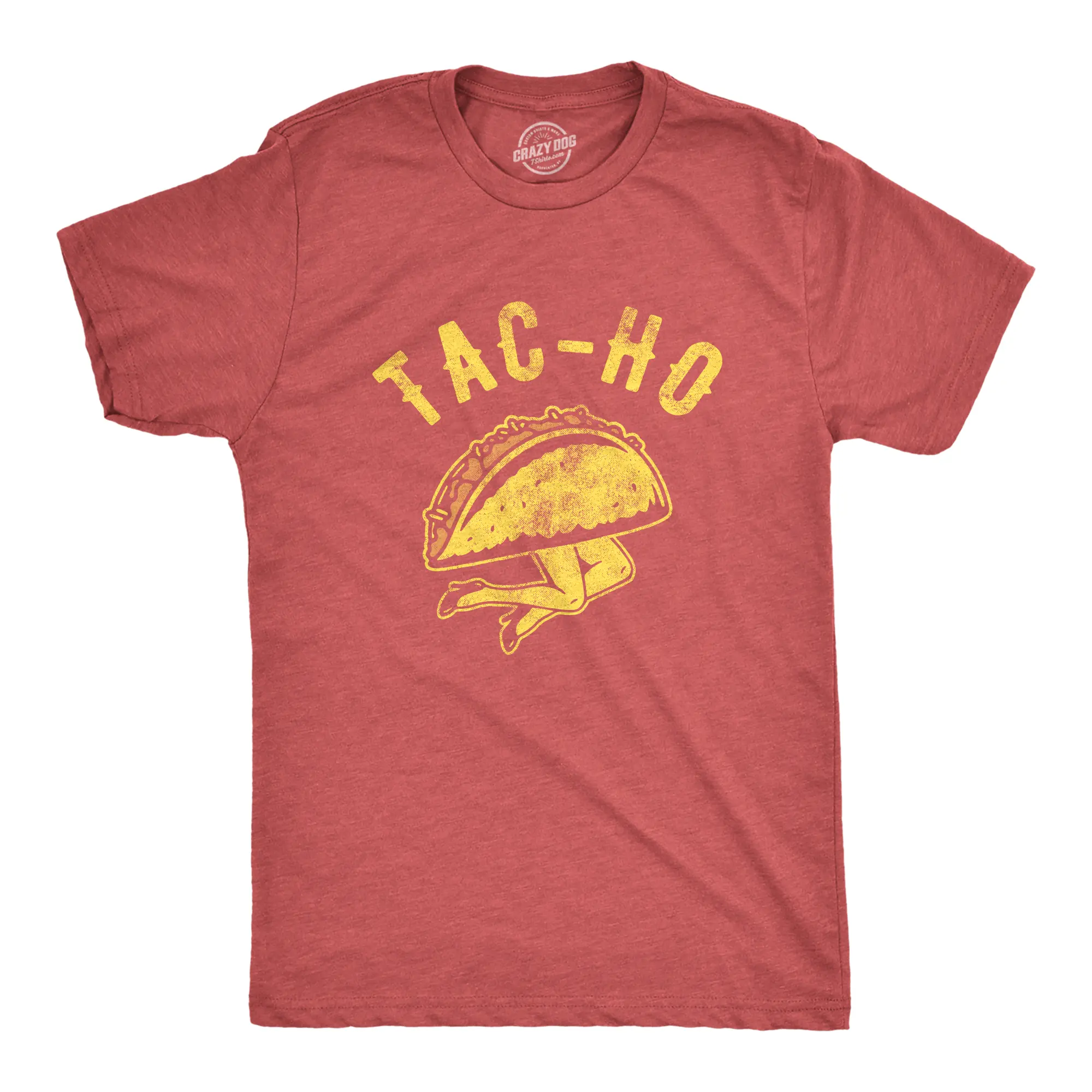 Mens Tac-Ho T Shirt Funny Taco Mexican Food Novelty Sarcastic Tee Mens Funny T Shirts Cool Vintage Fashion T-Shirt Gift Classic Menswear Cinco De Mayo Apparel for Men Funny Food Short Sleeve Novelty Tees for Red