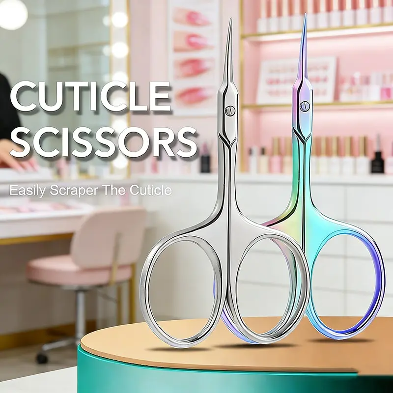 Pro Curved Cuticle Scissors - Cutting Stainless Multipurpose Trimmer Handle Versatile Metal Shears