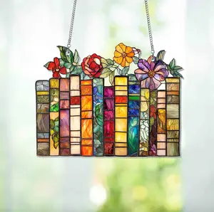 Book Flower Acrylic Suncatcher – Window Hanging Decor for Book Lovers | Unique Reading & Book Club Gift