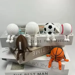 Sports Ball Buddies - 3D Printed Sitting Pose Action Figures: Basketball, Football, Soccer, Baseball, Golf, Volleyball - Movable Arms & Legs, Cute Desk Decor for Sports Fans