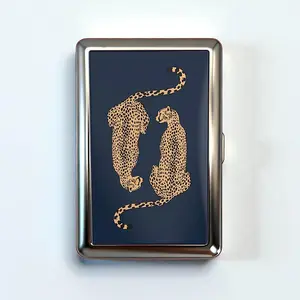 Vintage Card Holder Trinkets Stash Tin Box Metal Wallet Business Card ID Holder Durable Stainless Steel Epoxy Resin Design Compact 4x3x0.75