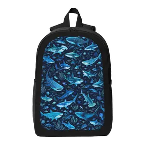Ocean Shark Pattern Backpack Lightweight Casual Backpack with Zip Closure Adjustable Straps, Applicable to for Women and Men