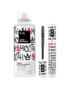 IGK Hair Sleek & Set - Good Behavior Flexible Anti-Frizz Hairspray & Sleek Set Lightweight Gel Hair Taming Wand for Frizz Control & Styling