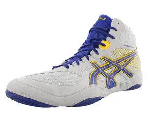Asics Snapdown Wrestling Boot Wrestling Mens Shoes Size 13, Color: Blue/White/Yellow