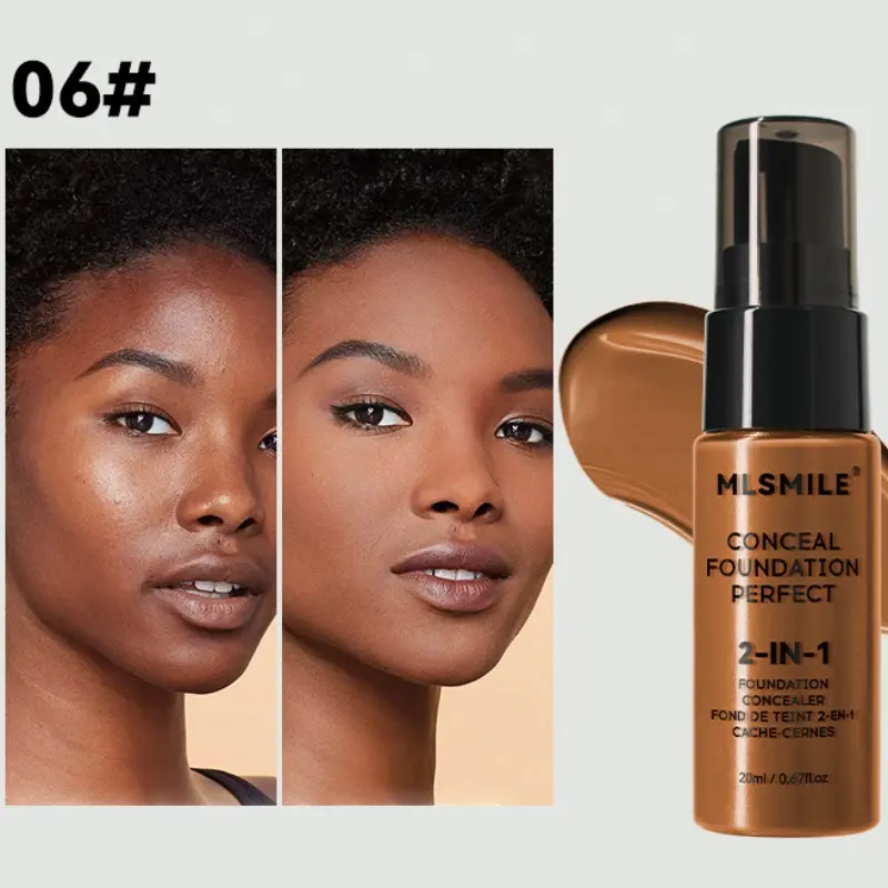Mlsmile 2-In-1 Cream, Medium to Full Coverage, Moisturizing & Nourishing, Natural Look, Stacking Light, Multi-Functional Makeup, Flawless Makeup Cosmetic, Moisturizing Concealer Foundation