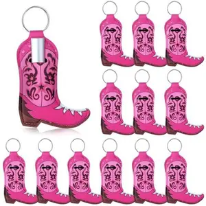 2pc Adorable Pink Cowboy Boot Lip Balm Keychain – Cute Western Bag Charm & Perfect Gift for Her