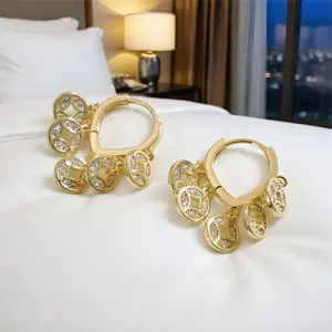 New Chinese Style Five Emperors Copper Coin Earrings Tassel Coin Light Luxury Earrings Fortune-Bringing Wealth-Attracting Temperament Ear Drops Jewelry 1001837155948