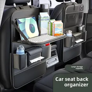 Universal Fit Car Seat Back Organizer, Multi-Pocket Storage Bag with Tablet Holder & Kick Mat, Durable Auto Accessories for All Cars, Trucks, SUVs