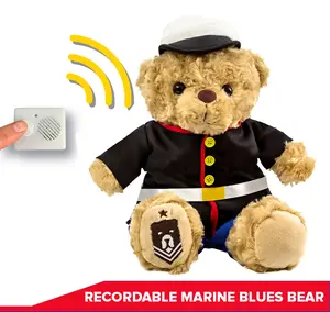 ZZZ Bears Recordable Marine Dress Blues Teddy Bear with Tactical Backpack for Military Families
