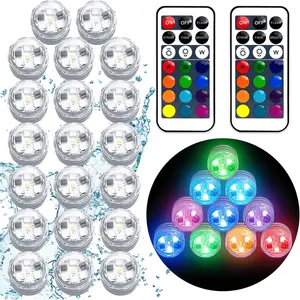 20 Pack Submersible LED Lights with Remote, IP68 Waterproof RGB Color Changing Tea Lights, Battery Operated Mini Lights for Vases, Centerpieces, Pool, Wedding, Party Decor