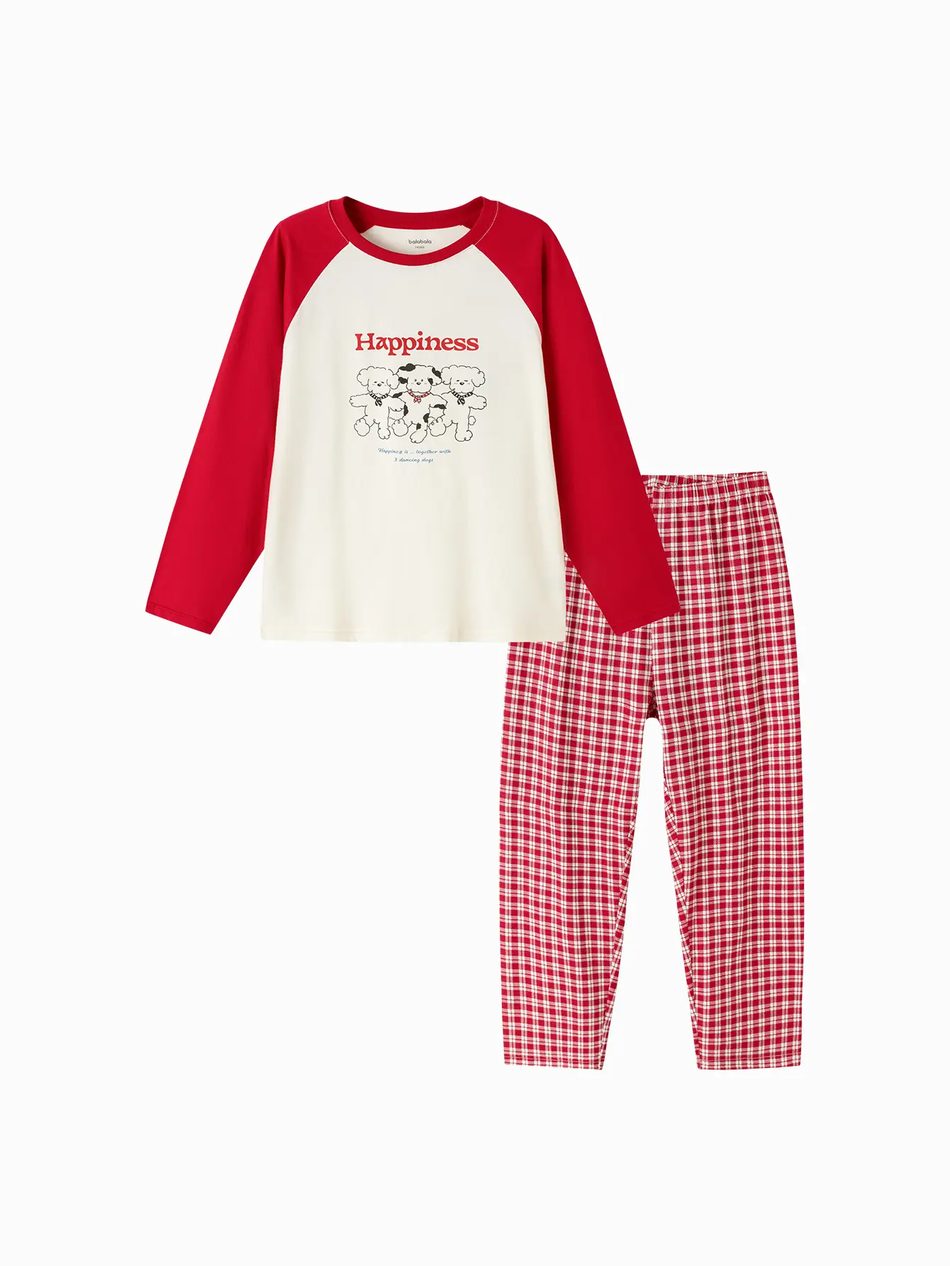 Balabala Kids Cotton Pajama Set Casual Comfy Soft Sleepwear for Boys & Girls, Cute Animal Prints, Color Block Raglan Sleeves, Round Neck, Elastic Waist, Slight Stretch, Soft Casual Pajamas, Casual Comfy Pajama