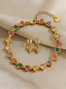 3pcs Retro Light Luxury Dynamic Simple Stainless Steel Earrings+Bracelet Set Party Party Sparkling Eye catching Mother's Day Valentine's Day Gift Daily Commuting Elegant Style Fashion Item