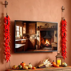 All-Red Chili Pepper String Lights, 35 LED Plug-in Hanging Decor for Red Kitchen, Farmhouse Window, Doorway or Porch, Indoor & Outdoor Decorative Use