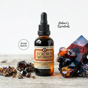J.CROW'S Lugol's Solution of Iodine 2%  – Premium Iodine & Potassium Iodide Liquid, Gluten &, Alcohol-Free Natural Brine Extract, No Expiration for Water Purification