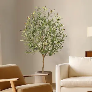 【Christmas Gift】Artificial Olive Tree for Home Decor Artificial Indoor, Large Faux Plant, Tall Fake Olive Tree with Moss,Tropical Faux Potted Silk Plant with Realistic Trunks, Adjustable Branch and Fruits 4FT-A Decorative Iron Nursery Plastic Weddin