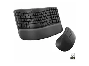 Logitech Wave Keys & Lift Vertical Mouse Ergonomic Wireless Keyboard and Mouse Combo with Cushioned Palm Rest Graphite 920013610