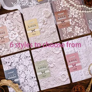 32 Sheets/lot Lace Series Paper Material, Vintage Embossed Texture Handmade Scrapbook Decoration, Perfect for DIY Card Making & Craft Projects, Handmade Crafts