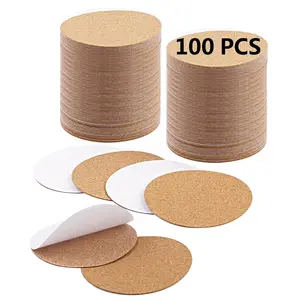 100 count self Adhesive Cork for Coasters Bulk,4 inches Coaster Bottoms self Adhesive,Round Coaster Backing with self Adhesive,DIY Crafts Drinks Cork Coasters