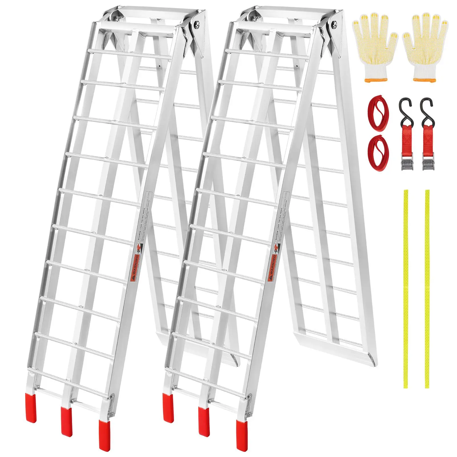 【Summerfinds】VEVOR Aluminum Ramps, 1500 lbs Folding Loading Ramps for Pickup Trucks Bed, Trailers Ramp with Load Straps for Dirt Bike, UTV, ATV, Trucks, Lawn Mowers, Snowblower, Cargo Trailer, 89"L x 12"W, 2 Pcs