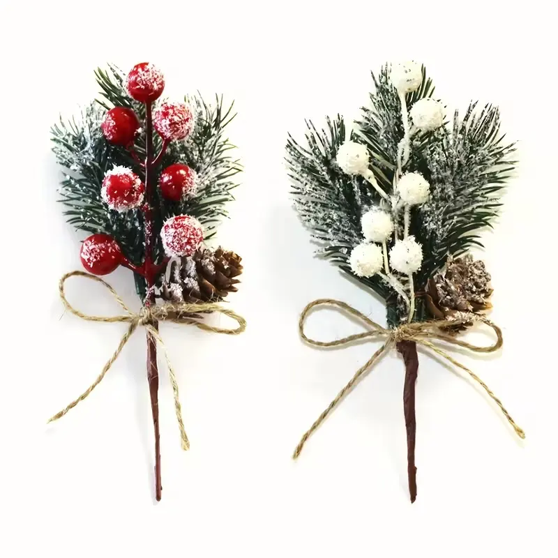 10-Piece Christmas Bouquet Set, Artificial Pinecones & Berries, Vintage Rope Design, Perfect for Holiday Home Decor, Winter Wonderland Ambiance