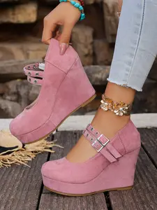 Women's Casual Wedge Heel Thick Sole Shoes, Style, Princess Comfort Fashion, Elegant, Stylish, Classy, High Heels, Suitable for Daily Wear and Special Occasions, Fashionable Wedge Shoes