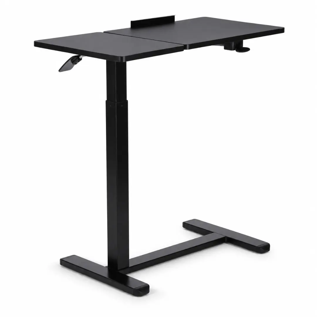 Portable Rectangle Laptop Desk - Height-Adjustable Black Split-Top Rolling Convertible Foldable Home Office Desk for Small Space Sofa Bed Bedroom Furniture, Home Office Desks