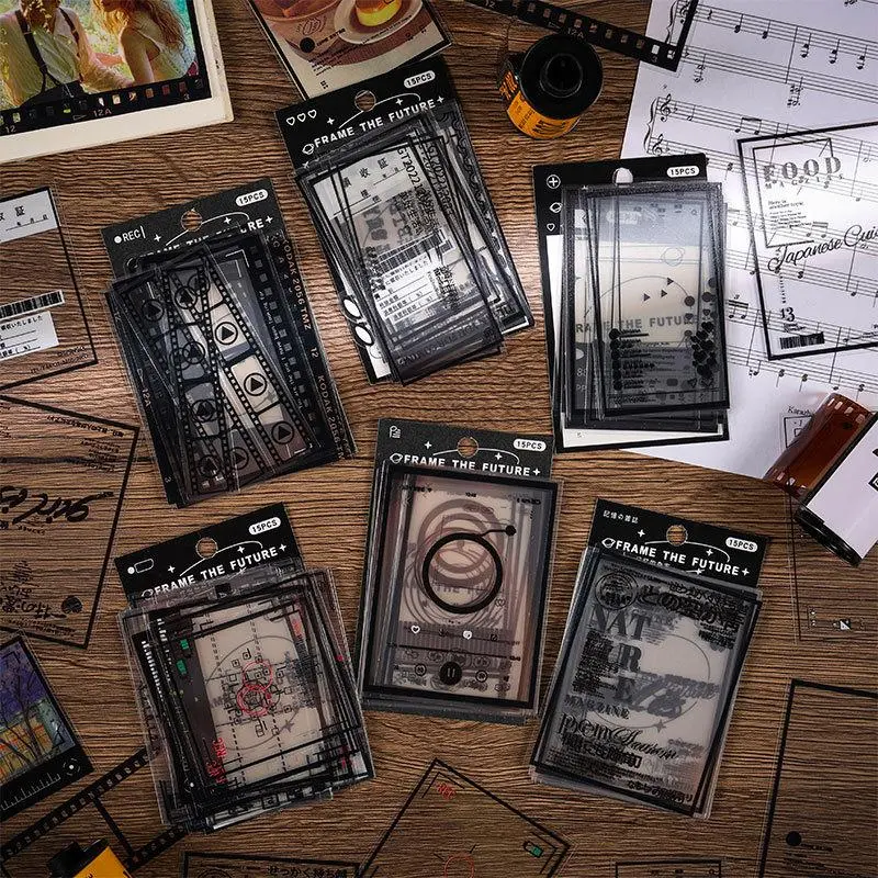 15pcs/box Vintage Clear Border Design Sticker, DIY Decorative Sticker ...