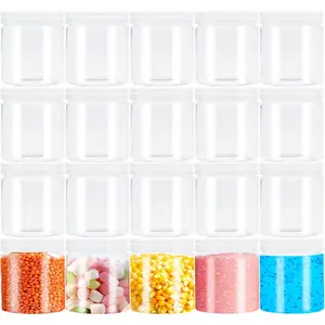 20Pack 4oz Clear Plastic Slime Containers with Lids,Round Refillable Travel Storage Sealed Jars Wide Mouth Container for Candy,Makeup,Cosmetics,Lotions,Eye Shadow,Cream,Butters