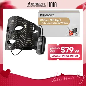 INIA GLOW 2 Red Light Therapy Mask , 4 Light Modes with 850nm NIR, 2600mAh Rechargeable LED Face Mask for Skincare at Home and Travel, Best Valentine's Day Gift for Her