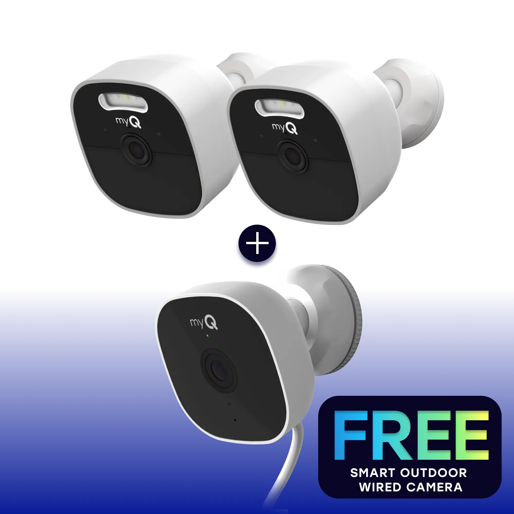 myQ Outdoor Battery Camera 2 Pack + FREE Outdoor Wired Camera myQ Outdoor Battery Camera 2 Pack + FREE Outdoor Wired Camera