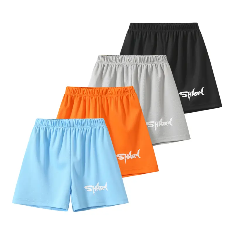 #SummerVibes 4 Pack Boys Athletic Shorts Summervibes Kids Workout Sweat Shorts Casual Elastic Waist Activewear for Gym Running 3-12 Years Kids Clothing Sporty Design