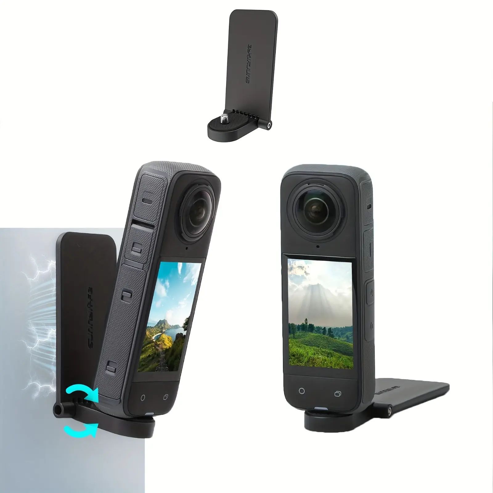 for Insta360 X5/X4/X3/DJI OSMO 360/Pocket 3/GO 3 Magnetic Mount Stand, with 1/4 Screw for Insta 360 Camera, Stand Base for Insta360, Perfet for Selfie and Self-Media Video, Essential Photography Accessories for Holiday Travel, Photography Equipment