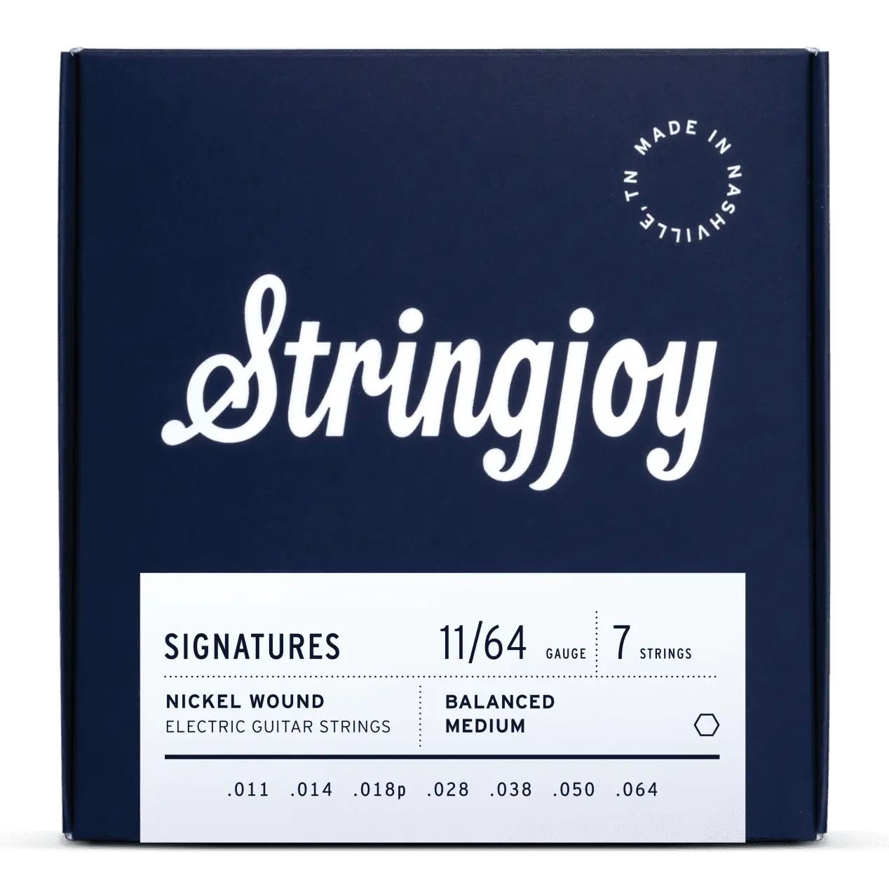 Stringjoy 11-64 Balanced Medium Nickel Wound 7-String Electric Guitar Strings