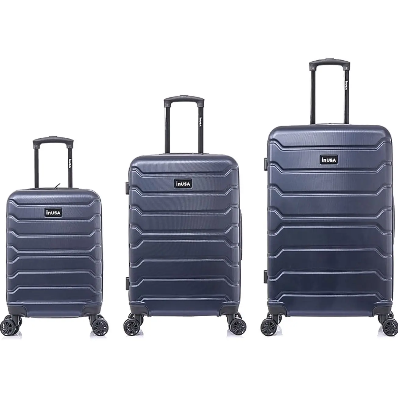InUSA Trend 3-Piece Hardside Spinner Travel Luggage Set, TSA-Friendly, Checkpoint-Ready, Blue (IUTRESML-BLU)