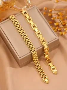 2 classic 304 stainless steel bracelet sets - Elegant Minimalist Bangle strap design, suitable for casual wear and special occasions, perfect gift