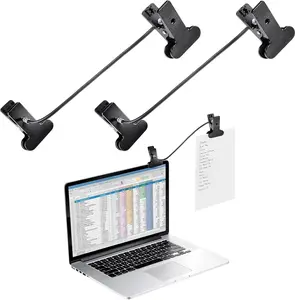 2 Pcs Black Mini Clip On Document Paper Holder, Compact Copyholder Stand for Laptops Monitors Desk Typing Office Supplies