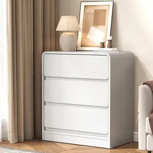 Royalcraft L Modern 3-Drawer Dresser, Wood Nightstand with Storage, End Table with Deep Drawers, Multi-Use Cabine for Bedroom, Living Room, Home Office, Entryway, White