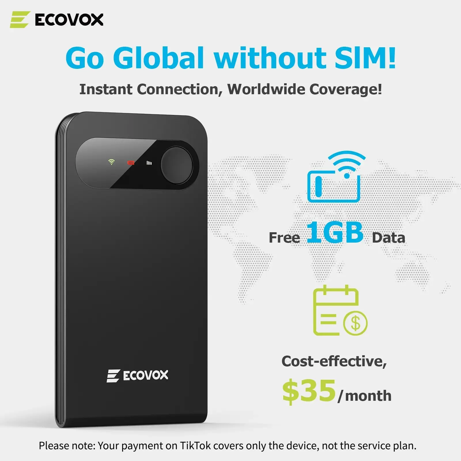 ECOVOX 4G Mini Portable WiFi Hotspot No SIM Card Free 1GB Data Connects 9 Devices for Travel Camping & Outdoor Use tiktokshopspringglowup SummerVibes outdoorfun Global Tri-Band Smart Touch TV wireless pocket lte mobile hotspot coverage on-the-go slot