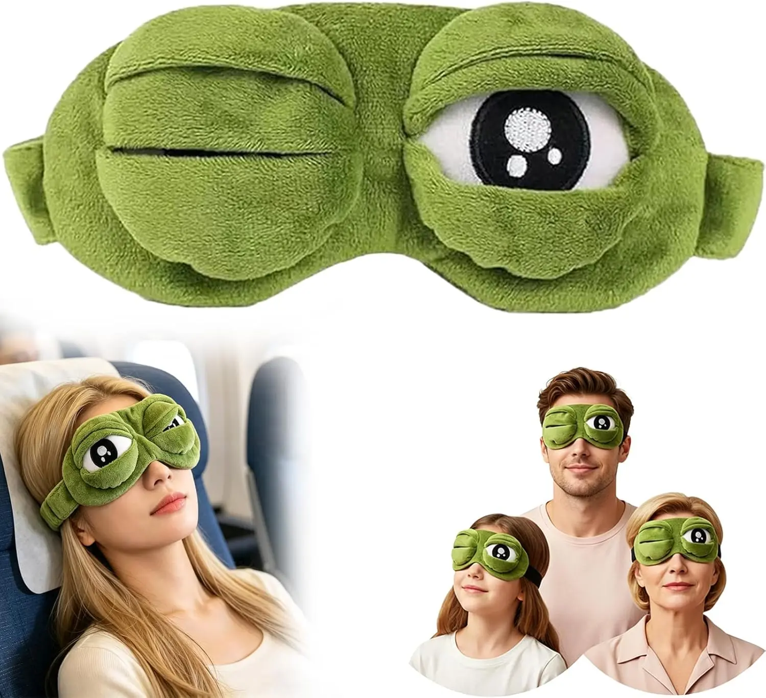 3D Funny Frog Blackout Sleep Mask - Soft Comfortable Animal Eye Mask for Adults & Kids, Ideal for Travel & Night Sleep