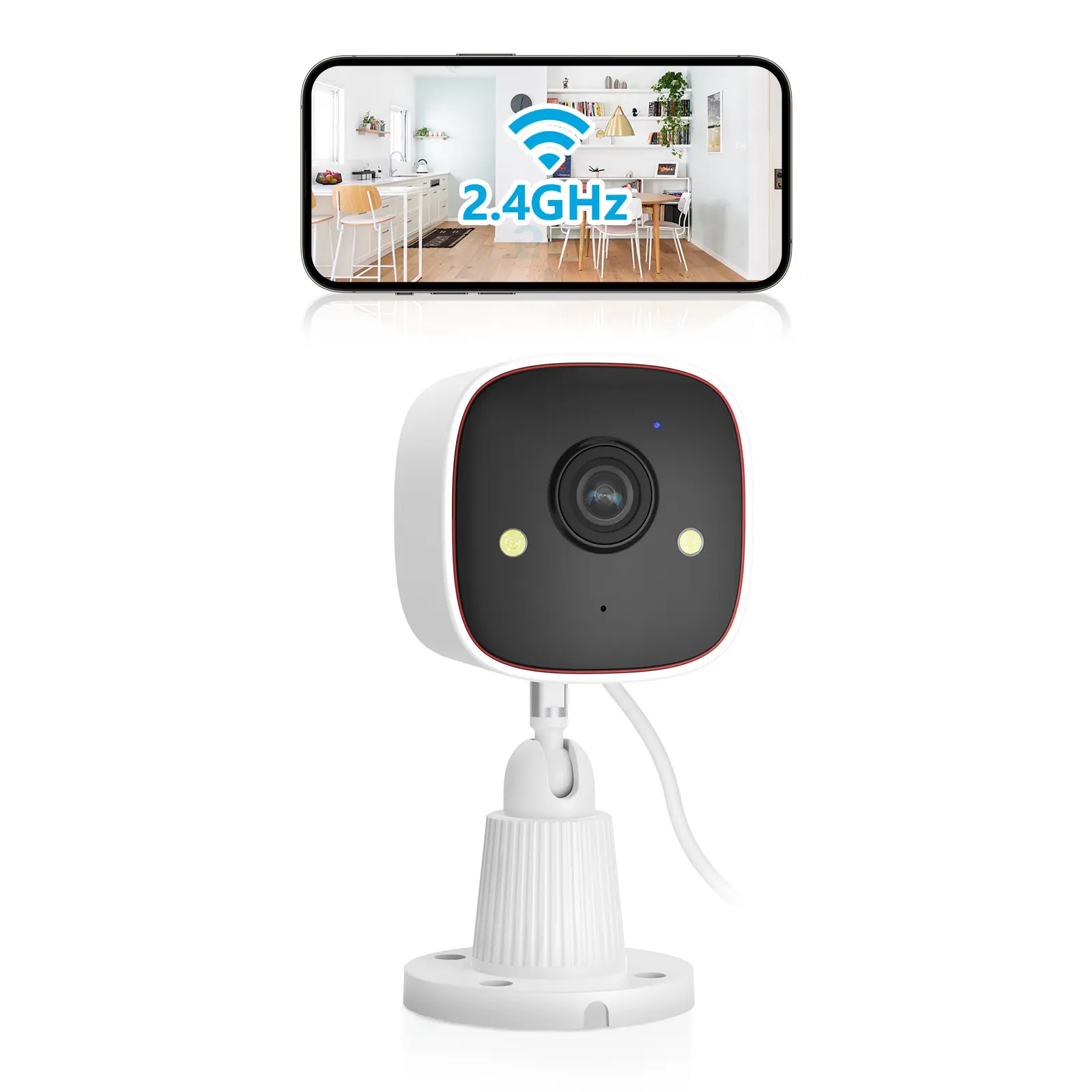 Jennov Wireless Home Monitoring Surveillance Camera - 2K HD, 2.4G Wi-Fi, Color Night Vision, AI Human Motion Detection, 2-Way Audio, IP66 Waterproof, Cloud & 128GB Micro SD Card Storage, Indoor/Outdoor, Wall Mount Compatible,(Only support 2.4GHz WiFi)
