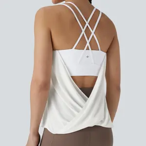 Halara Double Straps Pleated Quick Dry Yoga Cami Top #summervibes