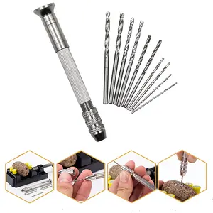 Portable Mini Drill Set, 11-Piece DIY Handheld Electric Drills, Practical Drill Bits Hole Punching Tool Kit for Crafting & Repair Projects