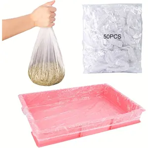 50 Pieces Pet Tray Liner, Disposable Small Animal Cage Pad, Rabbit Cat Litter Bag, Guinea Pig Toilet Plastic Film, Suitable for Birds, Hamsters, Hedgehogs, Bird Cage Accessory, Bird Supplies