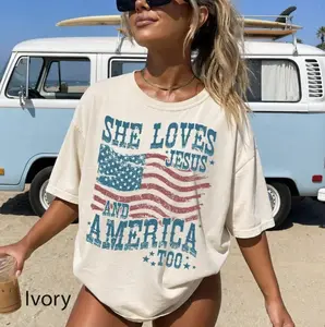 She Loves Jesus And America Too Comfort Colors T-shirt, 4th Of July Unisex Tshirt, America Independence Tshirt, She Loves Jesus Tee, Gift For Women, Full Colors, Full Sizes