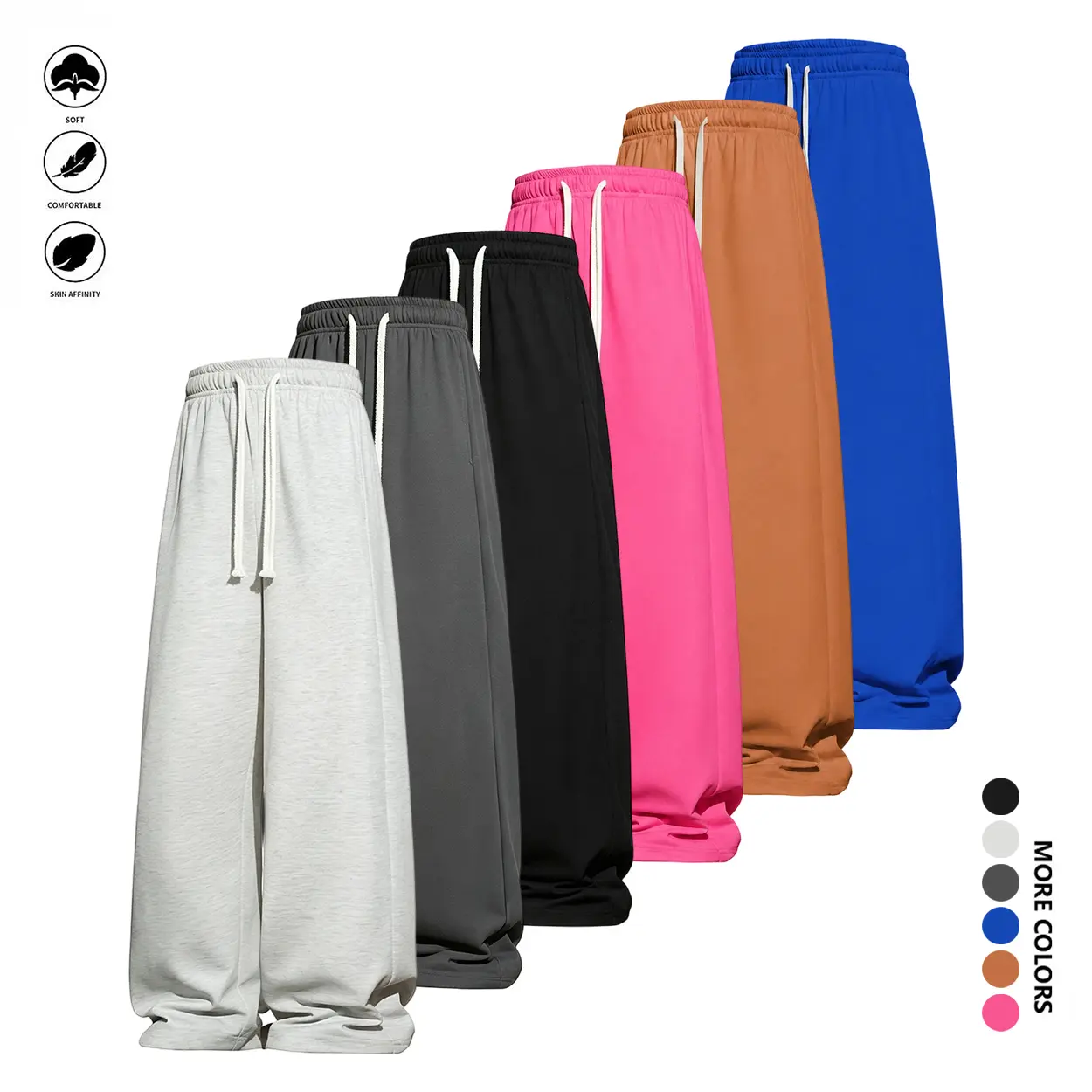 Men’s all-season athletic pants, loose fit wide-leg street style, deep pocket design, soft and breathable casual sportswear, machine washable, streetwear apparel, activewear