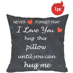 Letter Print Throw Pillow Cover without Filler, Square Pillow Cover, Simple Design Cushion Cover for Home Decor, Washable Cushion Covers, Romantic Gift for Her Him