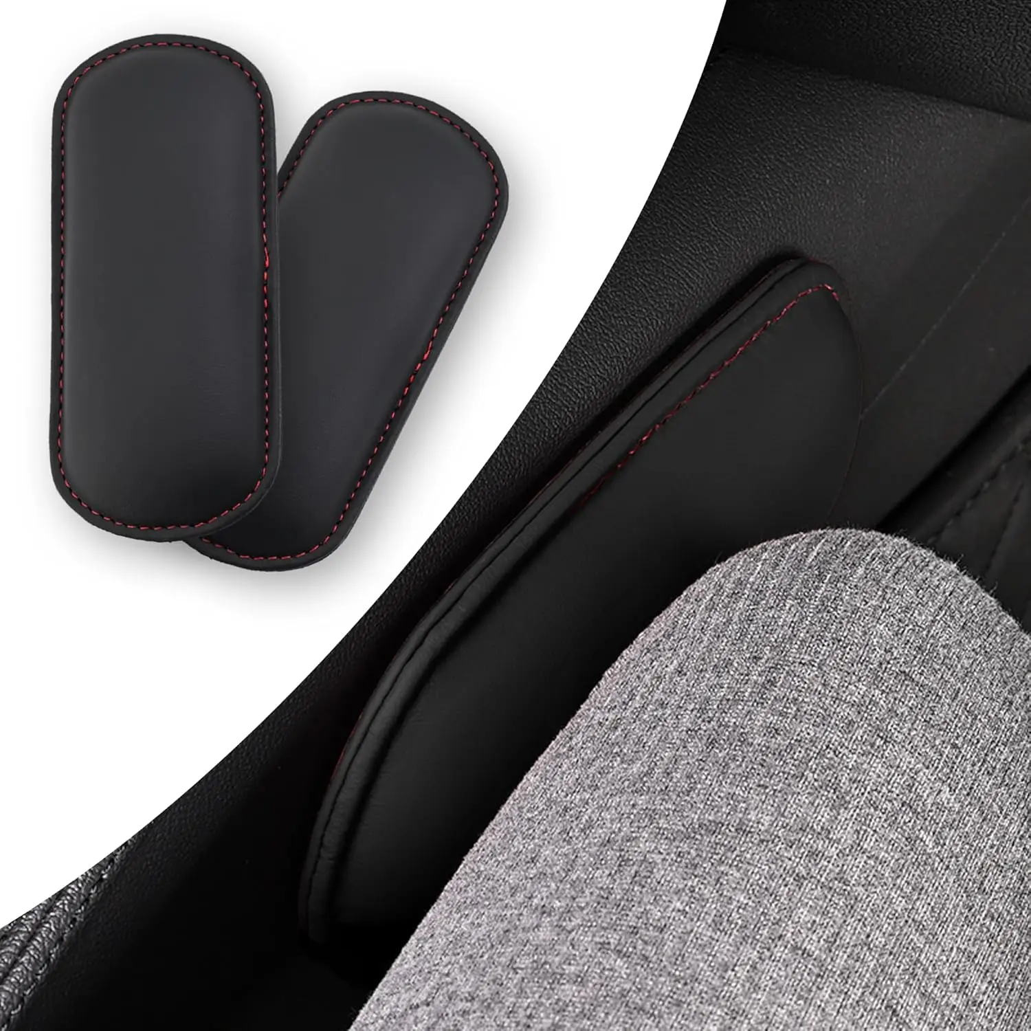 2PCS Car Door Armrest Pads,Soft Leather+Memory Foam Car Knee Pads for Arm Support&Protect Elbow and Knee,Universal Car Elbow Pads Car Accessories Interior for Most Vehicles (Black)