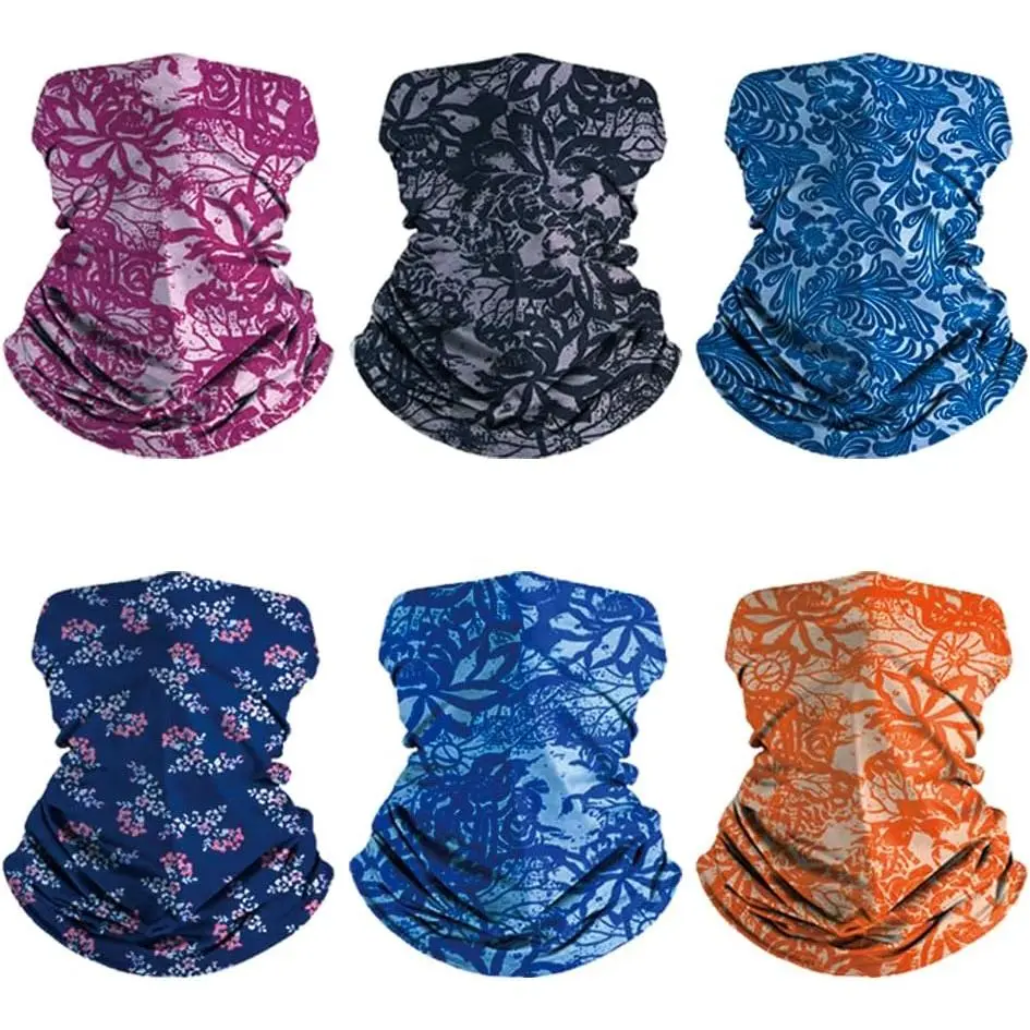 Unisex 6-Pack Balaclava Face Mask - UPF 30+ UV Protection, Breathable Multi-Use Protective Gear, Neck Gaiter, Cycling Headband Mask Rider Outdoor Sports Mask Scarf Mask Ski Mask