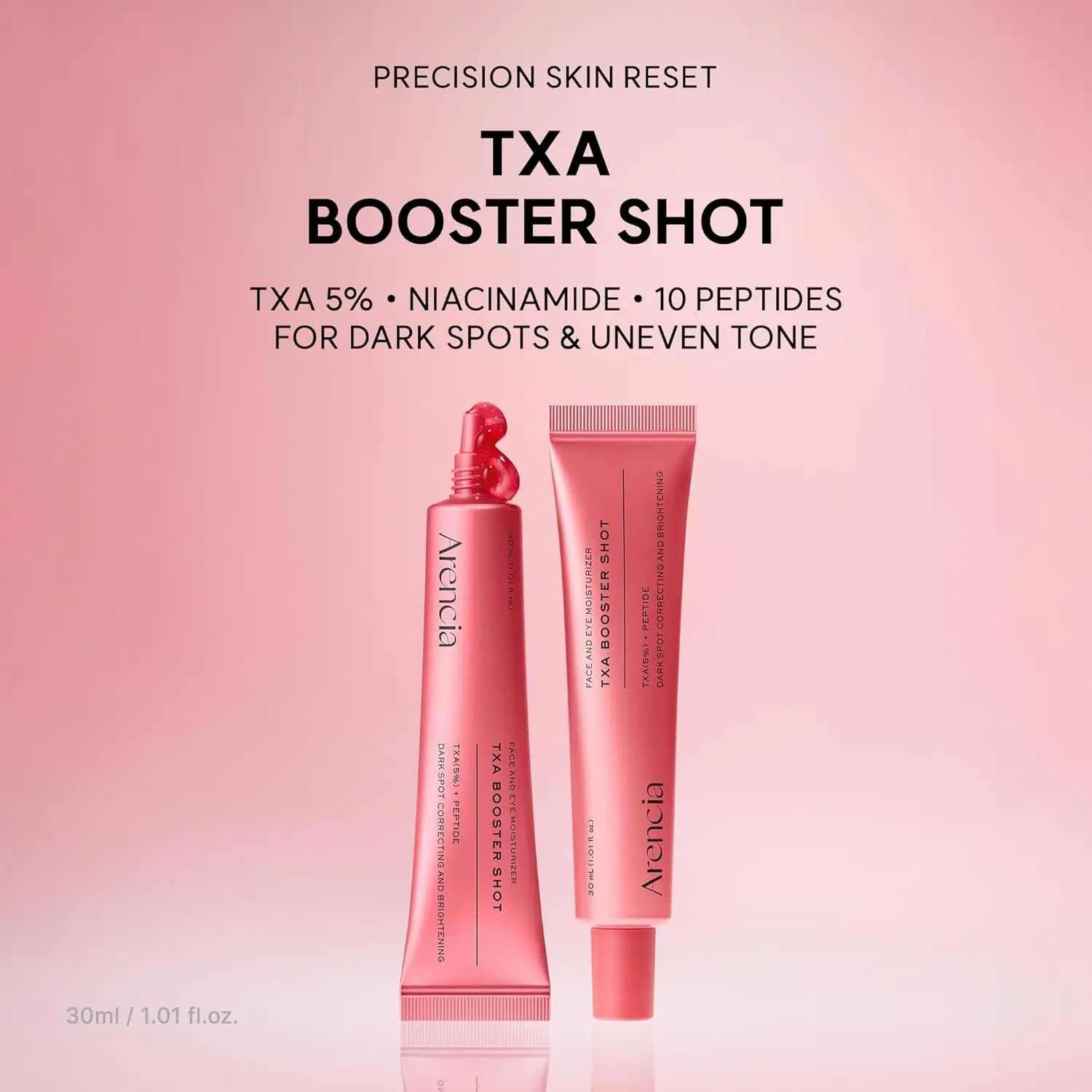 Arencia TXA Booster Shot Serum with 5% Tranexamic Acid & Peptides, Skin Tone Balancing & Hydration Support, Lightweight Daily Skincare, 30 mL / 1.01 fl. oz.